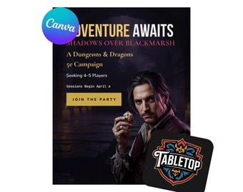 Fantasy RPG Campaign Poster Template | Dungeons Dragons 5e Adventure Flyer (Digital Download)