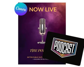 Podcast Flyer - Canva Template for Launch Announcement