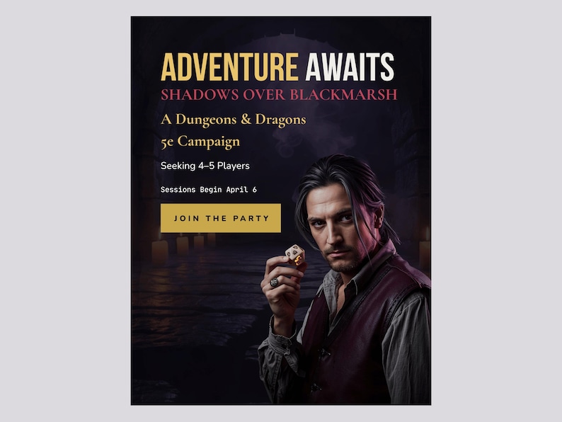 Fantasy RPG Campaign Poster Template | Dungeons Dragons 5e Adventure ...