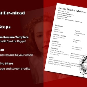 Musical Theater Resume Template: Professional Performer Resume - Etsy