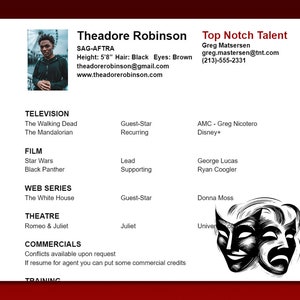 Entertainment Resume Actor Resume Template Actress Resume Theatrical Resume Template Professional Resume Performer Actor Acting Auditions