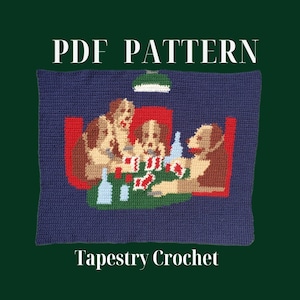 Dogs Playing Poker Tapestry Crochet PDF Pattern, famous painting single crochet pattern, graph instructions