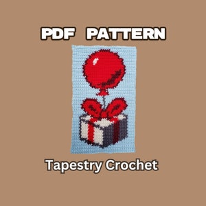 Balloon Present Tapestry Crochet PDF Pattern, single crochet pattern, graph instructions