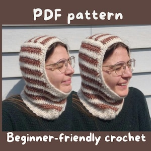 Staple Stripe Balaclava Crochet PDF Pattern, winter wear ski mask beginner-friendly crochet pattern
