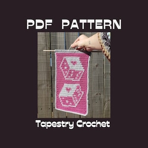Heart Snake Eyes Tapestry Crochet PDF Pattern, dice single crochet pattern, graph instructions