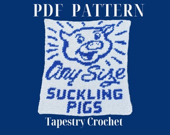 Any Size Suckling Pig Tapestry Crochet PDF Pattern, famous painting single crochet pattern, graph instructions