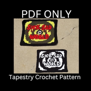 シック・サッド・ワールド タペストリー かぎ針編みパターン PDF、シングルかぎ針編みグラフパターン