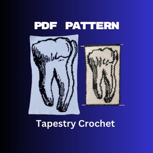 Pulling Teeth Tapestry Crochet Pattern PDF, Single Crochet Graph Pattern, image 1