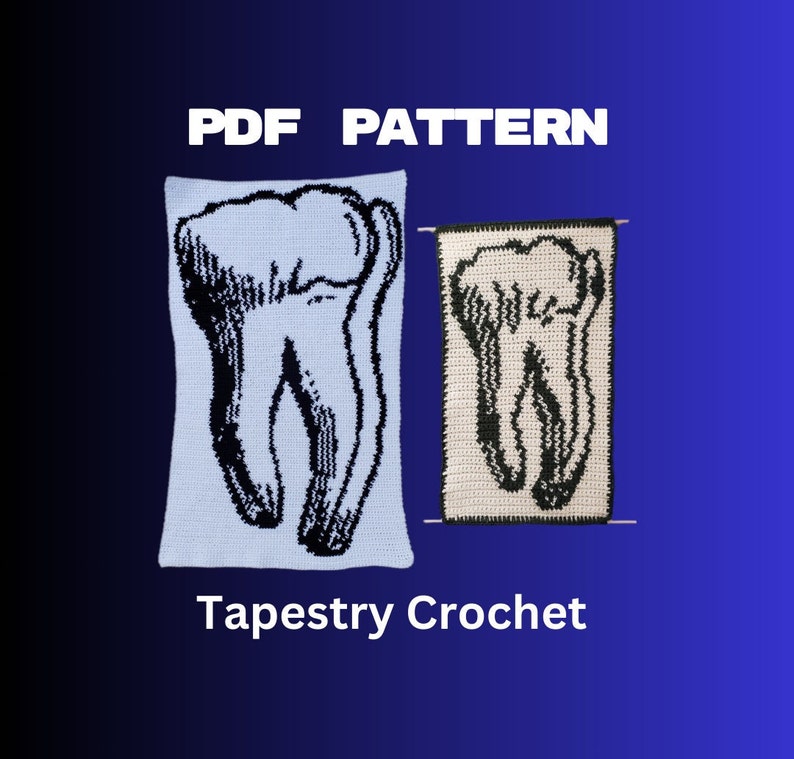 Pulling Teeth Tapestry Crochet Pattern PDF, Single Crochet Graph Pattern, image 1