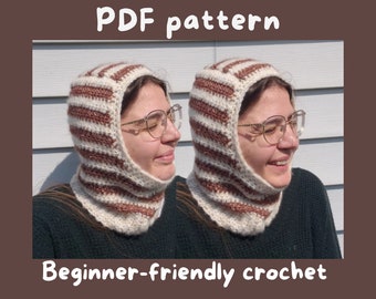 Staple Stripe Balaclava Crochet PDF Pattern, winter wear ski mask beginner-friendly crochet pattern