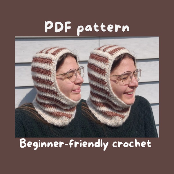 Staple Stripe Balaclava Crochet PDF Pattern, winter wear ski mask beginner-friendly crochet pattern