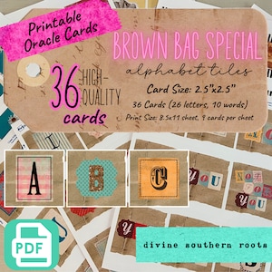 Cartes à lettres : spécial sac brun, cartes Oracle imprimables, lectures de cartes de tarot, outils divinatoires, breloques, bricolage, outils voyants, journal indésirable