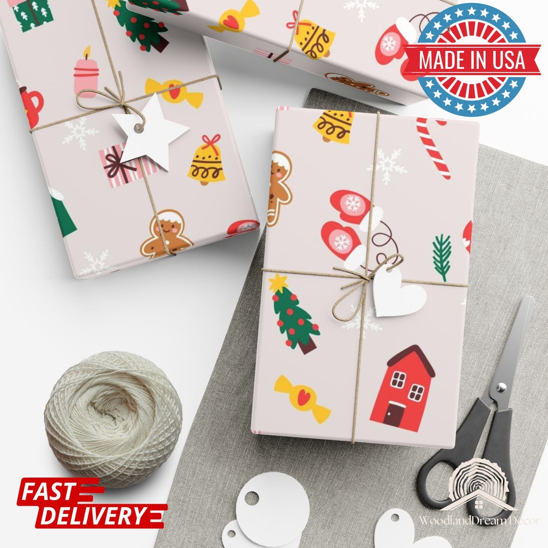 Pink Christmas Wrapping Paper Cute Christmas Gift Wrap Etsy