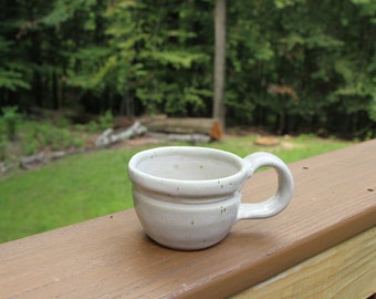 Glossy White Espresso Cup - White Coffee and Tea Mug, Ceramic Stoneware, Handmade