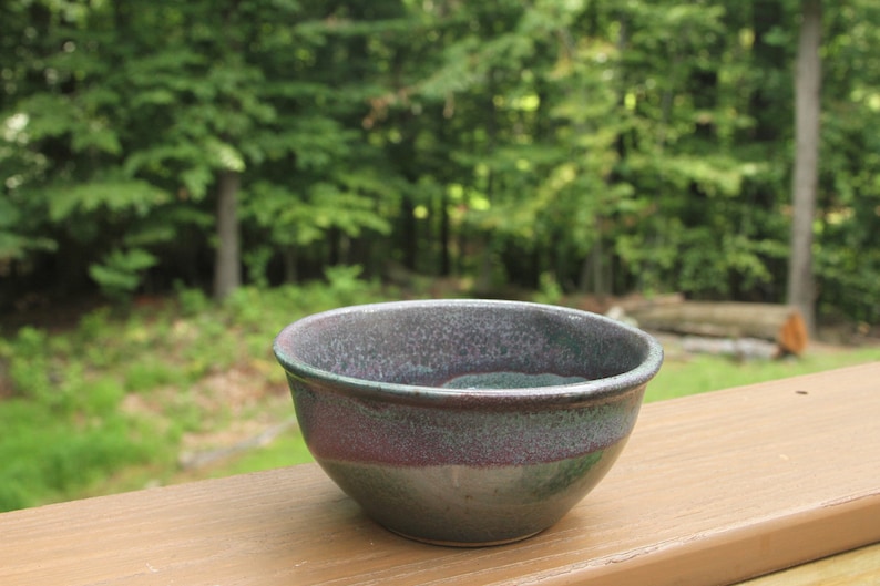 Enchanted Forest Bowl Green and Purple, Ceramic Stoneware image 1