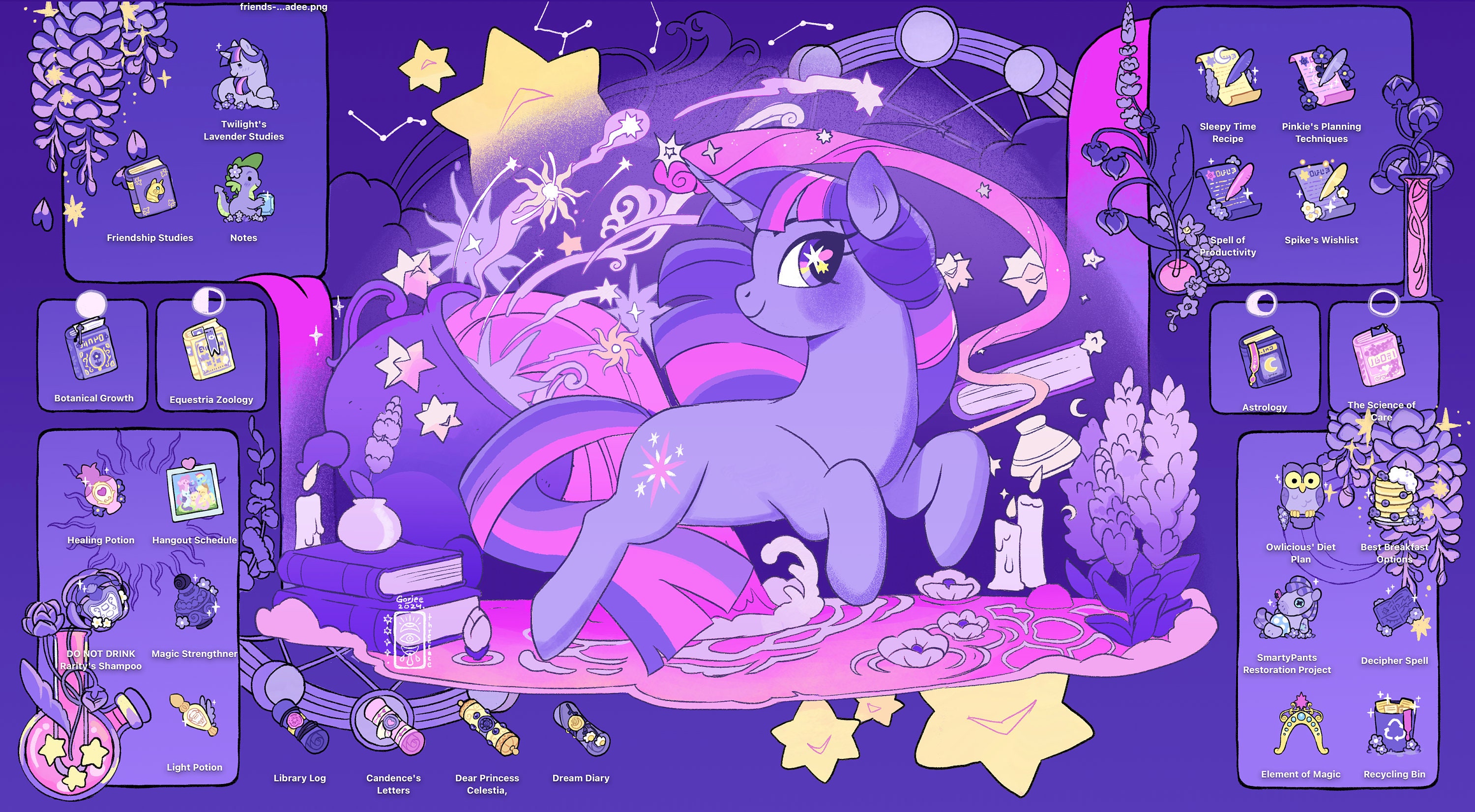 Twilight's Lavender Studies - MLP Inspired Desktop Collection - 32 Icons -  Etsy, image size:3000x1653