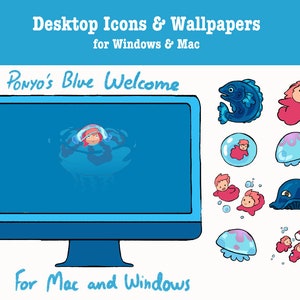 Fondos de pantalla e iconos de escritorio - Tema Ghibli - Ponyo&#39;s Blue Welcome