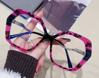 Schicke, übergroße dekorative Damenbrille – klare Sichtgläser – leichtes Modeaccessoire für Allround-Stil
