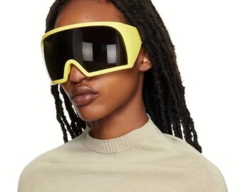 Oversized Wrap Around Shield Sun Shades for Driving & Beach Party - Unisex One-piece Eyewear