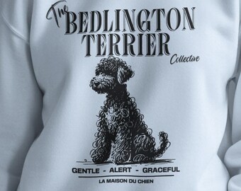 Bedlington Terrier Cozy Sweatshirt, Dog Doodle Art Sweatshirt, Pet Breed Sweatshirt, Dog Mom Gift, La Maison du Chien, Bedlington Dad Gift