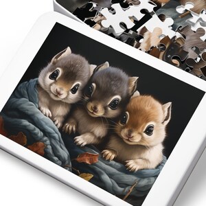 Cute Animals Jigsaw Puzzle for Children, Adorable Squirrels Puzzle, Fun Learning Puzzles for Kids, Educational Toy (30 or 110 Piece)
