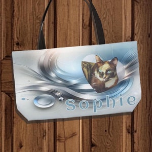 Custom Pet Name Photo Tote Bag, Personalized Pet Photo Tote Bag, Custom Dog or Cat Photo Tote Bag, Unique Pet Lover Gift, Pet Memory Bag