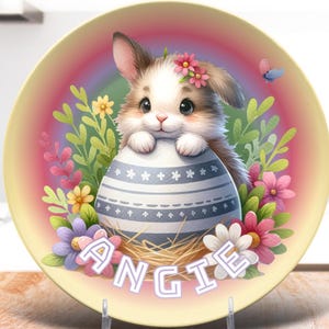 CUSTOMIZABLE Child&#39;s Easter Plate, Unbreakable Personalized Bunny Plate, Easter Gift for Kids, Custom Name Plate, Children&#39;s Easter Decor