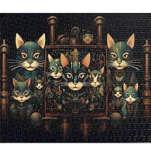 Cyberpunk Cats Jigsaw Puzzle, Unique Cat Puzzle, Cool Cyberpunk Theme, Fun Family Activity, Adult Puzzle, Cat Lover Gift, 110-2000 pieces
