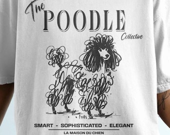 Comfort Colors Pudel-T-Shirt, Doodle-Kunst-Hunde-T-Shirt, Pudel-Kollektions-Shirt, Geschenk für Hundeliebhaber, T-Shirt für Haustierrassen, Trendiges Grafik-T-Shirt, Pudel-Mama