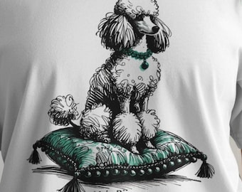 Comfort Colors Pudel-T-Shirt, T-Shirt im Doodle-Art-Stil, Geschenk für Pudel-Mamas, Geschenk für Sie, Geschenk für Ihn, Pudelliebhaber, stylisches Hunde-T-Shirt