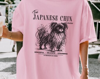 Comfort Colors Japanese Chin Dog T-Shirt, Doodle Art Style, Dog Lover Gift, Unique Dog Breed Tee, Japanese Chin Mom, Chin Dad Gifts