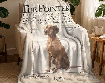Manta personalizada para mascotas Pointer, manta para razas de perros, regalo para amantes de los perros, manta personalizada con foto de mascota, manta de regalo para mamás y papás amantes de los perros Pointer.