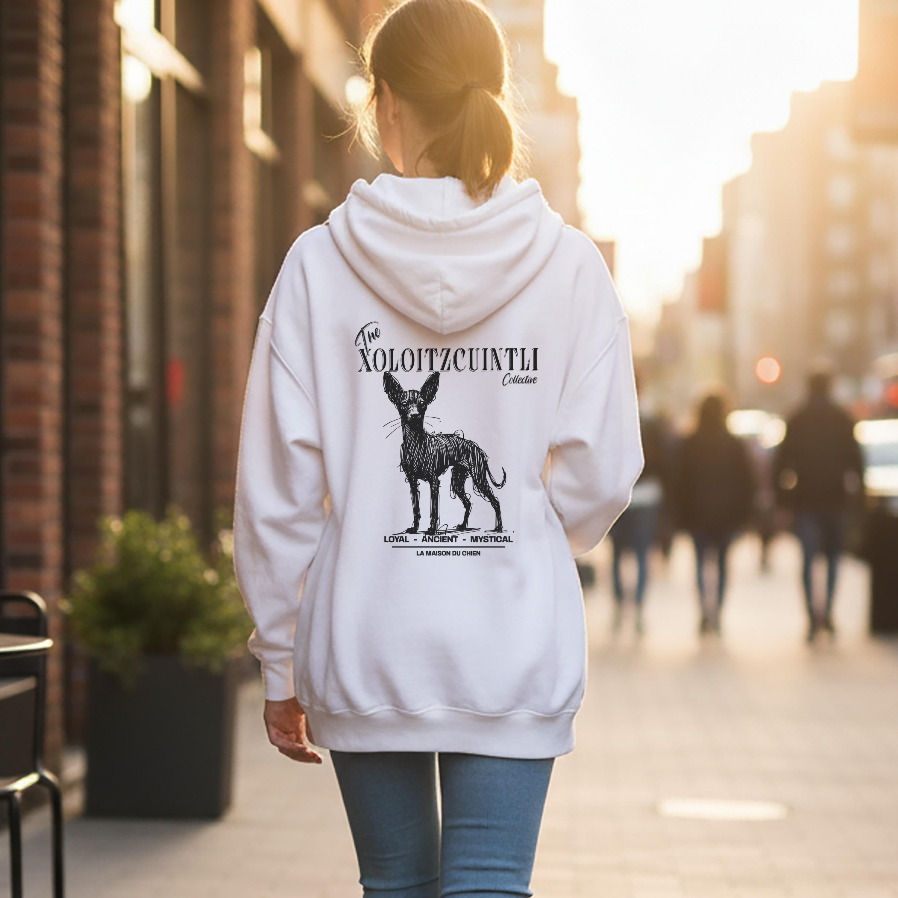 Xoloitzcuintli Adult Zip up Hoodie, Doodle Art Style, Fleece, Dog