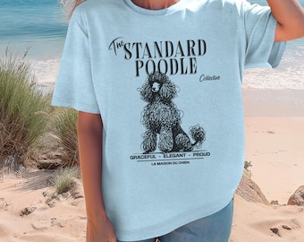 Comfort Colors Standard Poodle T-Shirt, Doodle Dog Art Tee, Poodle Lover Gift, Elegant Dog Shirt, Unisex Dog Breed Shirt, Dog Mom and Dad