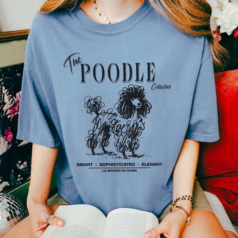 Comfort Colors Poodle T-Shirt, Doodle Art Dog Tee, Poodle Collective Shirt, Dog Lover Gift, Pet Breed Tee, Trendy Graphic Tee, Poodle Mom Blue Jean