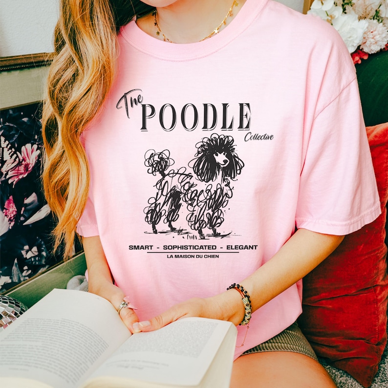 Comfort Colors Poodle T-Shirt, Doodle Art Dog Tee, Poodle Collective Shirt, Dog Lover Gift, Pet Breed Tee, Trendy Graphic Tee, Poodle Mom Blossom