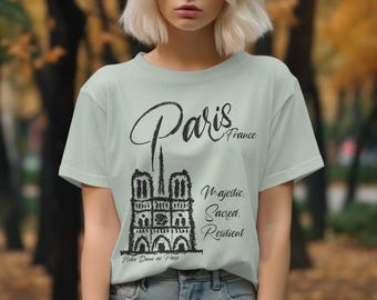 Comfort Colors Paris T-Shirt, Notre Dame de Paris, Doodle Art Style, Majestic Sacred Resilient, Paris France Landmark Shirt, French Traveler