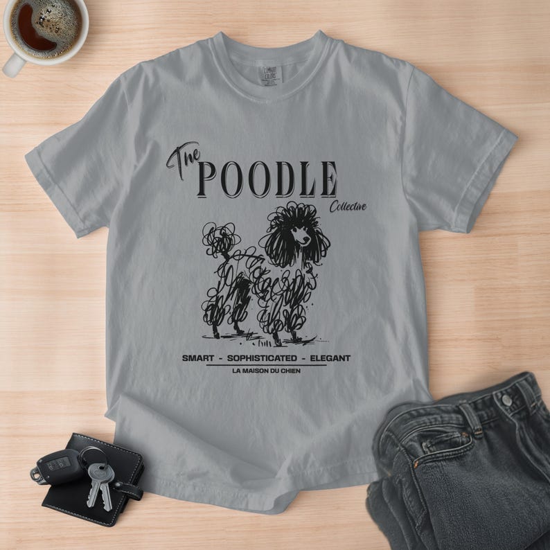 Comfort Colors Poodle T-Shirt, Doodle Art Dog Tee, Poodle Collective Shirt, Dog Lover Gift, Pet Breed Tee, Trendy Graphic Tee, Poodle Mom Granite