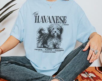 Comfort Colors Havanese T-Shirt, Doodle Art Style, Dog Breed Tee, Havanese Dog Lover Gift, Unique Dog Art, Dog Mom Dad Gifts, Havanese Tee