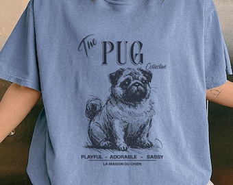 Comfort Colors Pug T-Shirt, Pug Dog Doodle Art Shirt, Dog Lover Gift, Funny Pug Tee, La Maison du Chien Collection, Cute Pug Shirt, Pug Mom