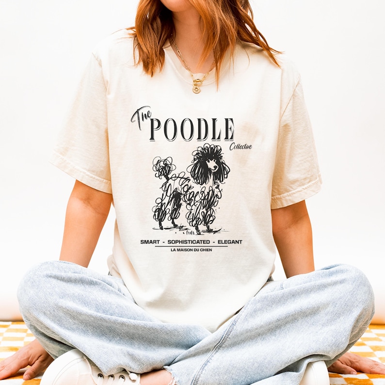 Comfort Colors Poodle T-Shirt, Doodle Art Dog Tee, Poodle Collective Shirt, Dog Lover Gift, Pet Breed Tee, Trendy Graphic Tee, Poodle Mom Ivory