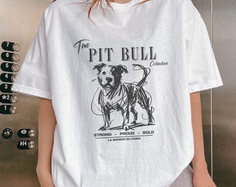 Comfort Colors Pit Bull T-Shirt, Doodle Art Dog Tee, Dog Lover Gift, Strong Proud Bold Dog Shirt, Pit Bull Breed Tee