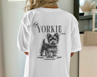 Camiseta Comfort Colors Yorkie, camiseta estilo Doodle Art, regalo para amantes de los perros Yorkie, regalos para mamás perrunas, regalo para ella, regalo para mamás y papás de Yorkshire Terrier.
