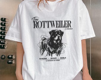 Comfort Colors Rottweiler-T-Shirt, Geschenk für Hundeliebhaber, Rottweiler-Doodle-T-Shirt im Kunststil, Rottweiler-Mama-Shirt, Geschenk für Rottweiler-Papa, Einzigartiges Hunde-T-Shirt