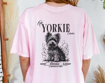 Camiseta Comfort Colors Yorkie, estilo Yorkshire Terrier Doodle Art, regalo para ella, regalo para él, regalo para mamás perrunas, regalos para papás perrunos, amante de los perros Yorkie