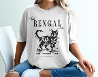 Comfort Colors Bengal Cat T-Shirt, Wild Energetic Agile, Doodle Art Style, Cat Breed Tee, Unisex Shirt, Gift for Cat Lover, Cat Mom Gift