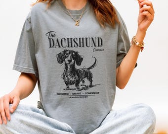 Comfort Colors Dachshund T-Shirt, Doodle Art, Weenie Dog Tee, Wiener Dog Shirt, Gift for Dog Lover, Dachshund Mom, Gift for Her