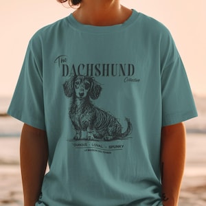 Comfort Colors Dachshund T-Shirt, Weenie Dog Tee, Sausage Dog Shirt, Doodle Art, Cute Dog Gift, Dog Lover, Dog Mom Gift, Gift for Her
