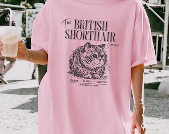 Comfort Colors British Shorthair Cat T-Shirt, Doodle Art Tee, Cat Lover Gift, British Shorthair Mom, Cat Dad Gift, Breed Tee