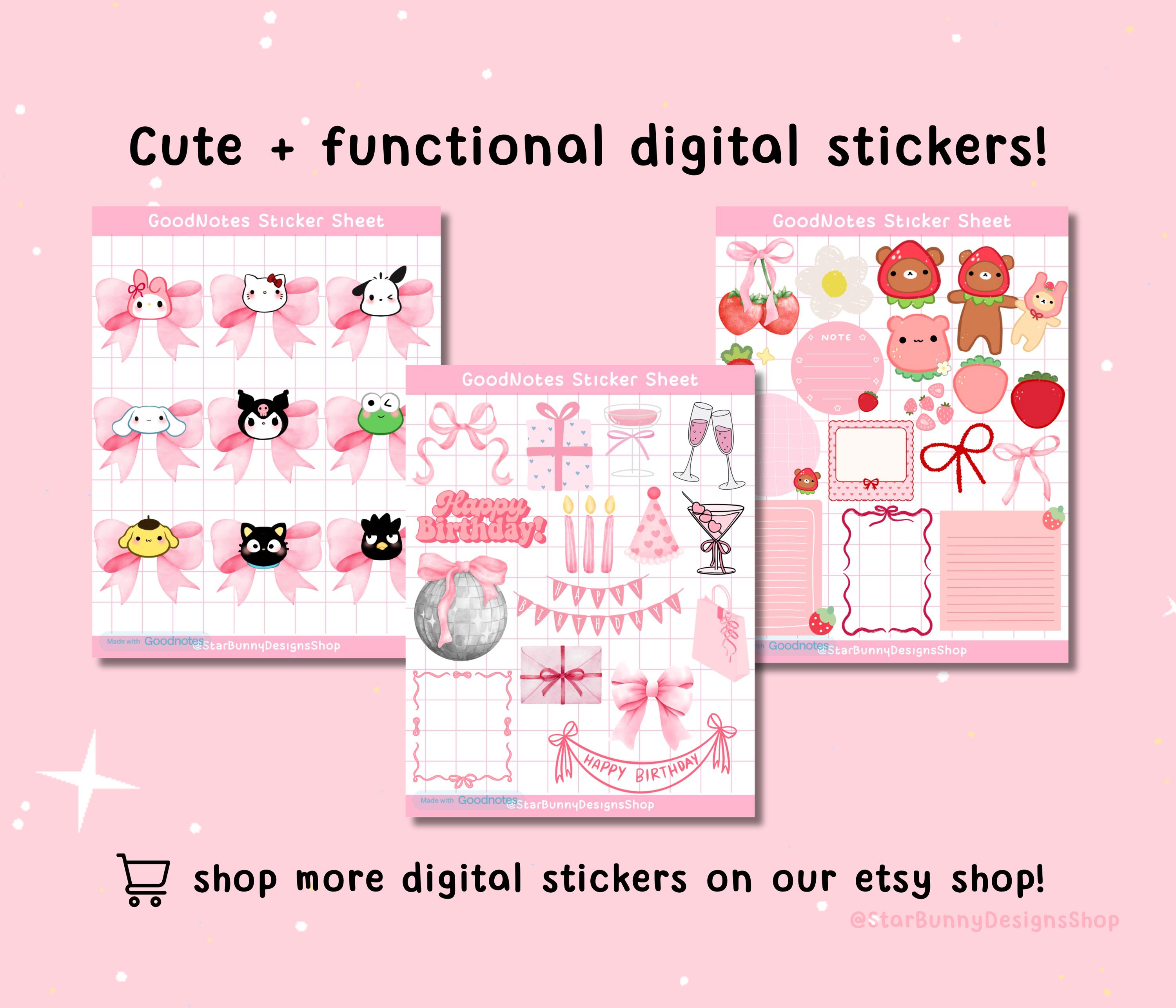 25 Pink Coquette Notepad Goodnotes Stickers, Pink Girly Goodnotes ...